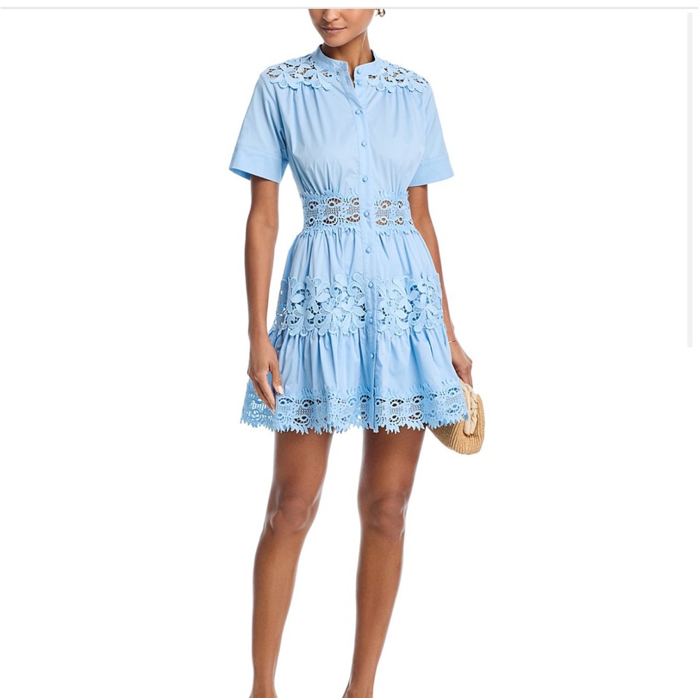 Aqua Light Blue Lace Mini Dress